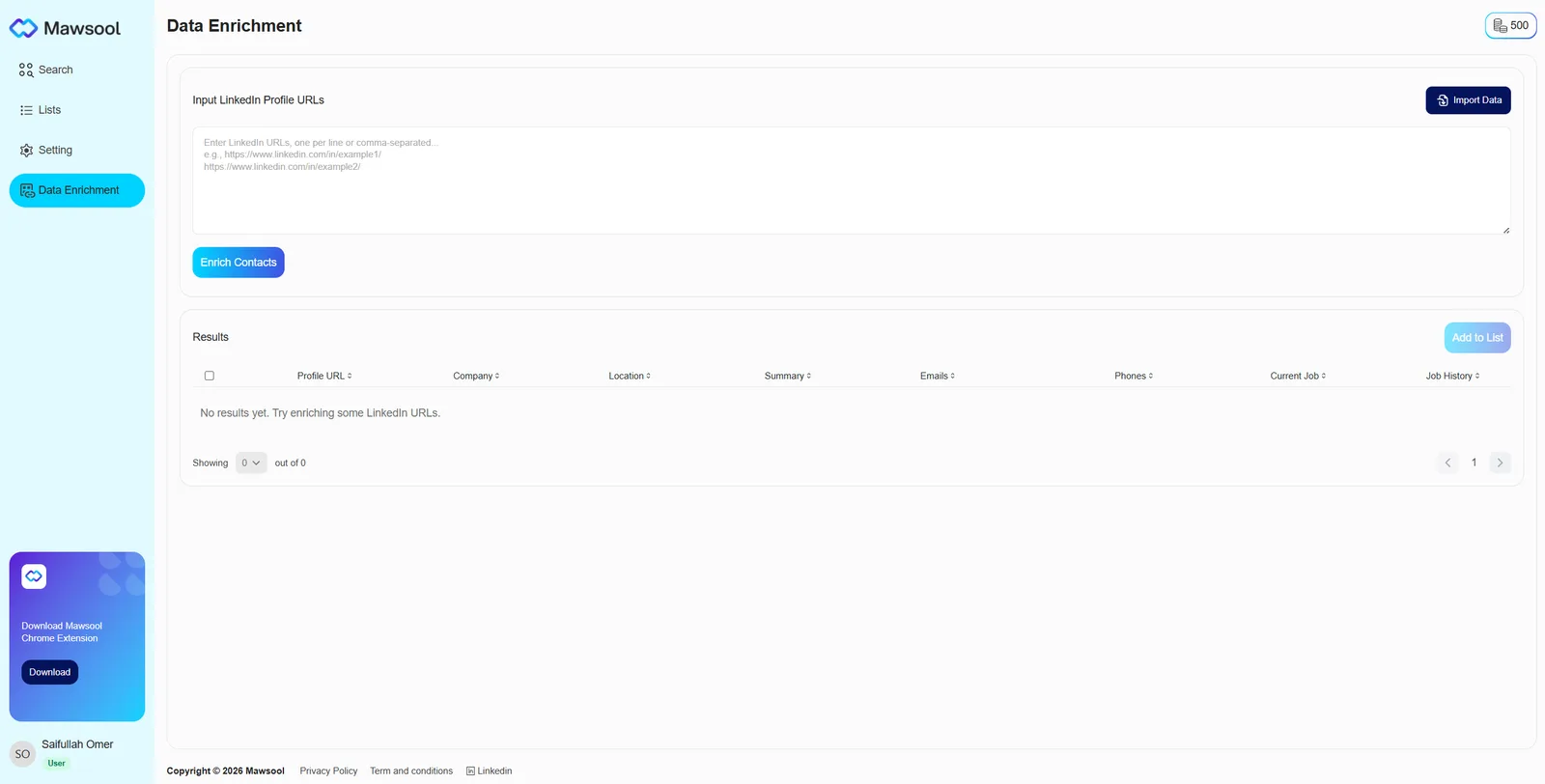 Data enrichment from LinkedIn profile URLs